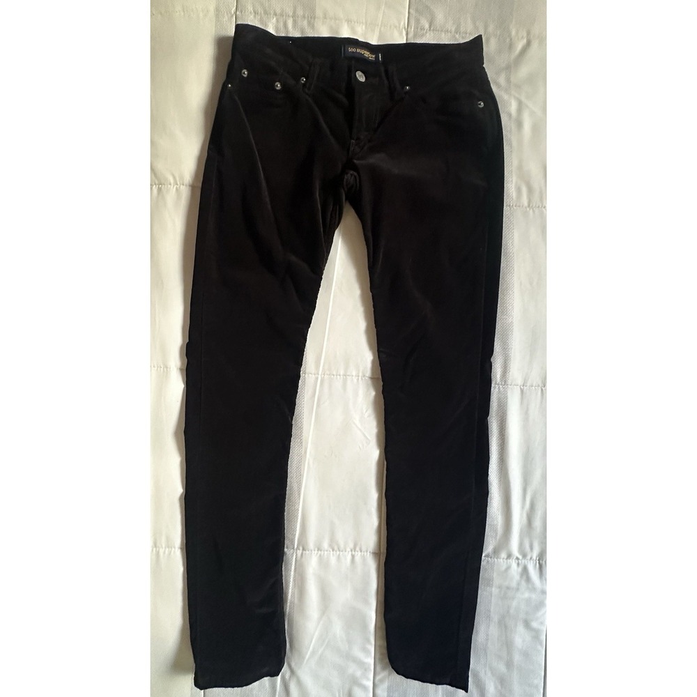 Levi's 524 Too Superlow VELVET Pants Women's 27x32 Black Skinny Jeans Y2K Goth